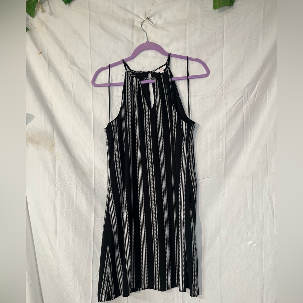 Candie's Black and White Striped Sleeveless Summer  Dress M